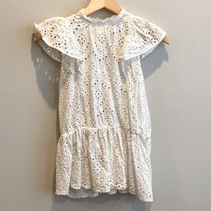 Flutter sleeve peplum eyelet off white blouse